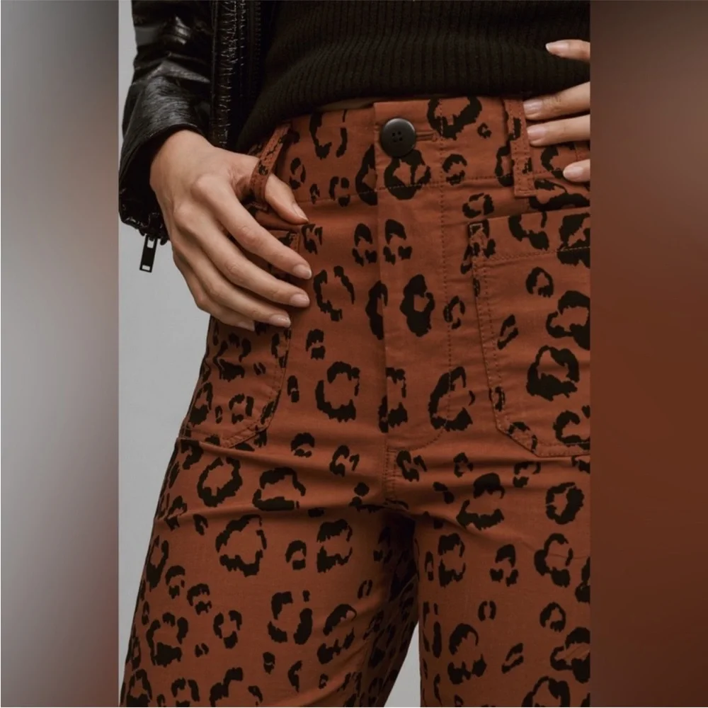 🐆 Anthropologie Maeve Colette Cropped Wide-Leg Animal Print Pants NWOT 28 sz 6 - Picture 3 of 10